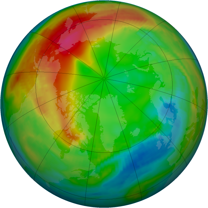 Arctic ozone map for 29 January 2000